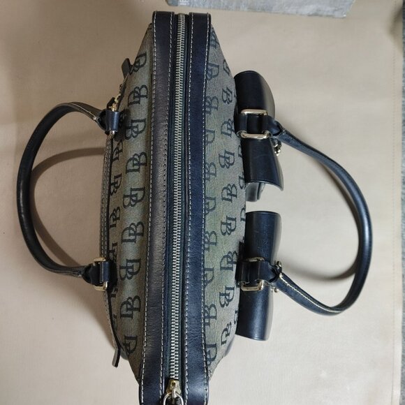 Dooney Bourke Dual Pockets Satchel Handbag Vintage Monogram Canvas Leather Trim - Picture 10 of 14